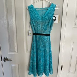 Calvin Klein teal lace  dress, Sz 6, NWT